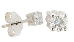 BRILLANTOHRSTECKER -14K Weißgold, besetzt mit jeweils einem ...