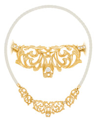 BRILLANT-ORNAMENT-COLLIER - Mittelteil aus 18K Gelbgold, besetzt mit ...