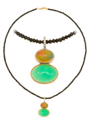 EDELSTEIN-COLLIER - Mittelteil aus 14K Gelb-/Weißgold, besetzt ...