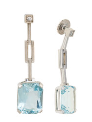 AQUAMARIN-OHRSTECKER - "Art Deco", jeweils besetzt mit einem ...