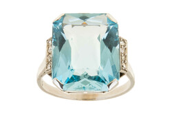 AQUAMARIN-RING - "Art Deco", besetzt mit einem traumhaften Aquamarin ...