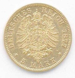 Preussen, 5 RM. Kaiser Wilhelm I. 1877A, Gold, Gewicht 1,99 Gramm ...