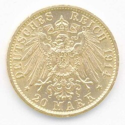 Preussen, 20 RM. Kaiser Wilhelm II. 1914A, Gold, Gewicht 7,98Gramm, ...