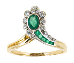 SMARAGD-BRILLANTRING - die in 18K Gelb-/Weißgold gefertigte ...