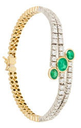 SMARAGD-BRILLANT-ARMBAND - besetzt mit insgesamt drei Smaragden mit ...