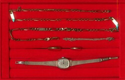 Partie Gold- und Silberschmuck inklusive einer Damen-Armbanduhr ...