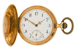 TASCHENUHR - sehr schöne Savonette mit einem Deckel in 14K Gelbgold. ...