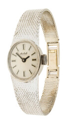 DAMENUHR - 14K Weißgold, Handaufzug. Funktion geprüft. Tragespuren  ...