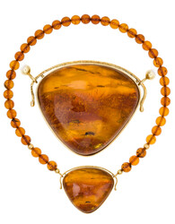 BERNSTEIN-SCHMUCKSET - bestehend aus Collier, dabei Trägerplatte und ...