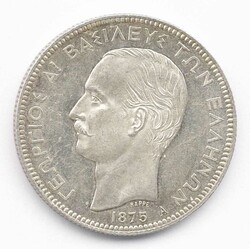 Griechenland, 5 Dr. König Georg I. 1875A, Paris, hervorragende ...