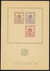 Wiederaufbau-Block 1946 mit seltener Abart "8 PFENNIG FEHLEND", ...