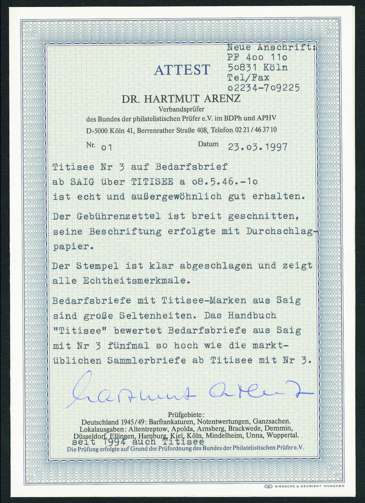 Image 1 for lot number 2812 for Gert Müller 130th Auction