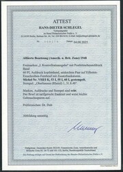 60 Pfg. Ziffer, senkrechtes Paar mit kopfstehendem Bandaufdruck, ...