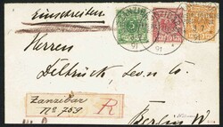 DREIFARBENFRANKATUR MIT PROVISORISCHEM EINSCHREIBEZETTEL: 5 Pfg ...