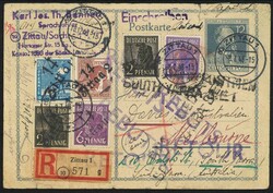 DIE GANZSACHE NACH AUSTRALIEN: 2 Pfg. (2), 6 Pfg. (2), 20 Pfg. und60 ...