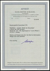 Wohlfahrt 1951, alle vier Werte farbfrisch und tadellos auf sehr ...