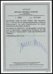 1 Pia. auf 20 Pfg. lebhaftviolettultramarin, Aufdruck blauschwarz, ...