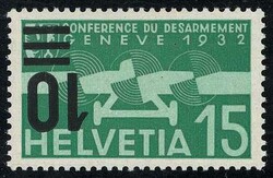 DER FLUGPOST-KOPFSTEHER: 10 auf 15 Rp. Flugpost 1935 mit ...