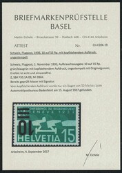 DER FLUGPOST-KOPFSTEHER: 10 auf 15 Rp. Flugpost 1935 mit ...
