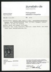 5 Rp. grauschwarz/graublau/karmin, ohne Kreuzeinfassung,farbfrisches, ...