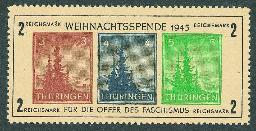FEHLFARBE AUF SELTENEM PAPIER: Kleiner Weihnachtsblock 1945 auf dem ...