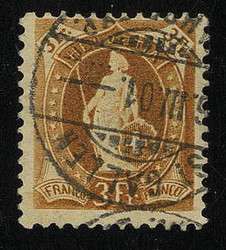 5655146: Switzerland sitting Helvetia perforated - Cancellations and seals