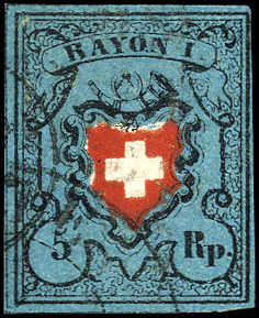 Lot 1078 - schweiz Rayon I, dunkelblau ohne Kreuzeinfassung - Rolli Auctions Auction #68 Day 2 Lot 1078 - schweiz Rayon I, dunkelblau ohne Kreuzeinfassung - Rolli Auctions Auction #68 Day 2