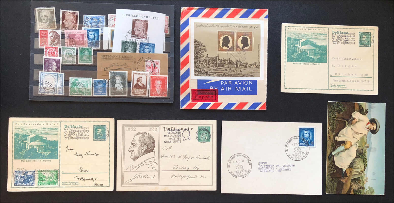 SCHILLER/GOETHE; sortenreich mit Marken/Ganzsachen/Stempel im ...