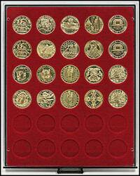 Münzboxen, Lindner, Rauchglas Nr. 2750, Schuber in gediegenem ...