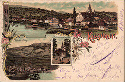 KÜSSNACHT, 3 Bilder, Farblitho, 1898