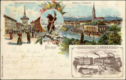 BERN, Farblitho, Reklamekarte vom Versandgeschäft L.Meyer Reiden, ...