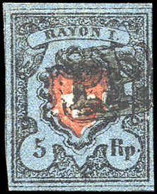 Lot 1067 - schweiz Rayon I, dunkelblau ohne Kreuzeinfassung - Rolli Auctions Auction #68 Day 2 Lot 1067 - schweiz Rayon I, dunkelblau ohne Kreuzeinfassung - Rolli Auctions Auction #68 Day 2