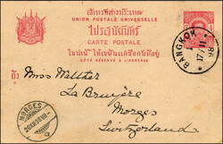 SIAM: 1898/1932, Ganzsache und Ansichtskarte in die Schweiz, 1x mit ...