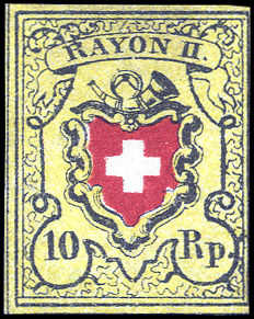 Lot 1141 - schweiz Rayon II, gelb, ohne Kreuzeinfassung (STEIN D) - Rolli Auctions Auction #68 Day 2 Lot 1141 - schweiz Rayon II, gelb, ohne Kreuzeinfassung (STEIN D) - Rolli Auctions Auction #68 Day 2
