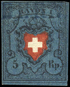 Lot 1100 - schweiz Rayon I, dunkelblau ohne Kreuzeinfassung - Rolli Auctions Auction #68 Day 2 Lot 1100 - schweiz Rayon I, dunkelblau ohne Kreuzeinfassung - Rolli Auctions Auction #68 Day 2