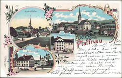 PFAFFNAU, Litho farbig, 4 Bilder, Stempel 1901Automatically generated ...