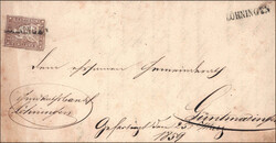 LÖHNINGEN, zart auf dreiseitig vollrandiger Marke