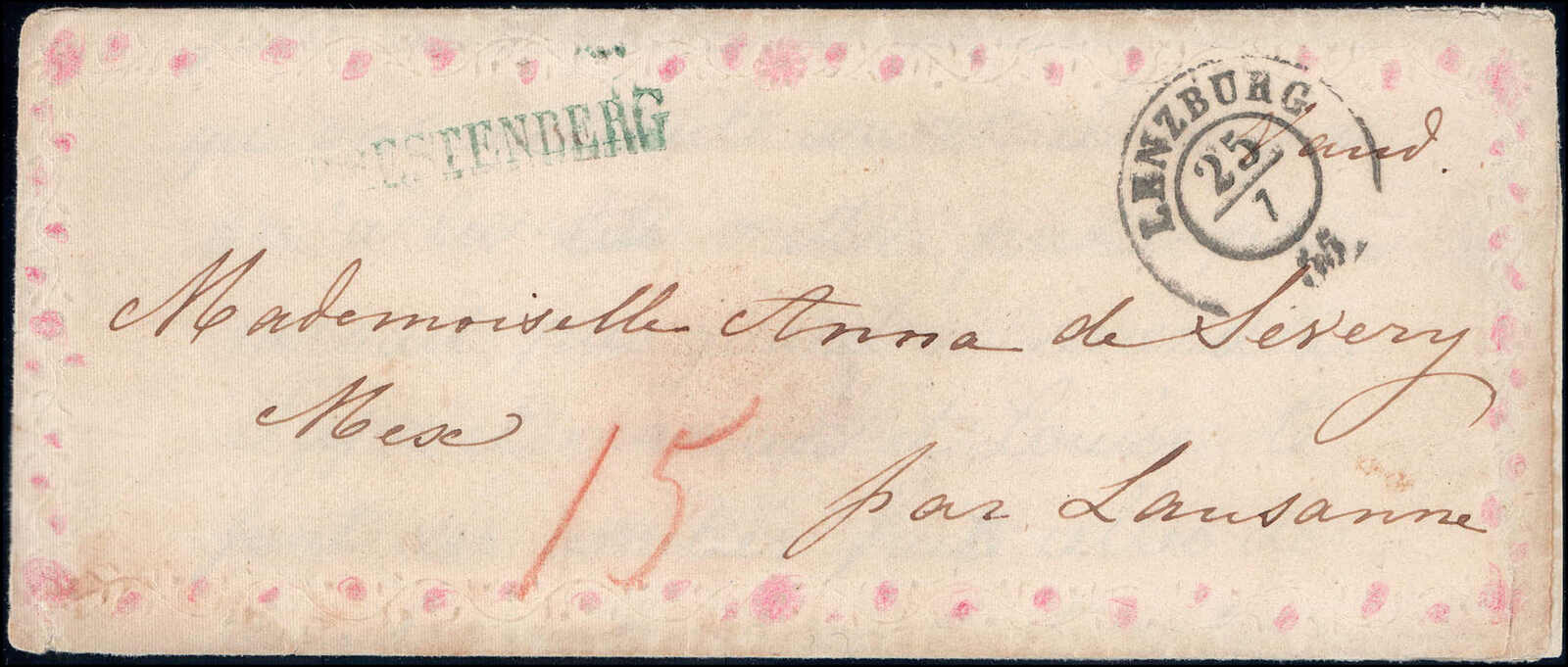 BRESTENBERG blau/LENZBURG, dekorativ auf taxiertem, kleinformatigen ...