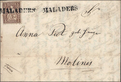 MALADERS, waagrecht auf Faltbrief nach Molins