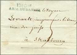 13e Don ARM.DU DANUBE, blau, dekorativ auf Faltbrief ab Zürich vom ...