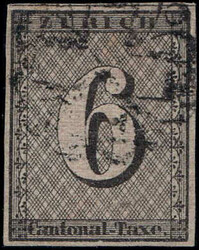 ZÜRICH 6, Stempel ZÜRCHER ROSETTE schwarz, zart auf vollrandiger ...