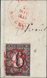 ZÜRICH 6, Stempel ZÜRCHER ROSETTE rot, feinst auf ...