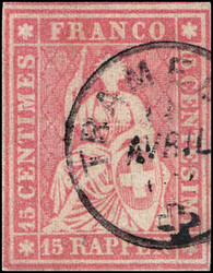 TRAMELAN, Fingerhut, sauber auf vollrandiger Marke