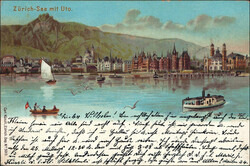 ZÜRICHSEE, Litho, mit Berggesicht, 1900