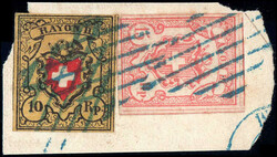 T.30 D/LU sowie T.8, LUZERNER RAUTE blau, dekorativ auf breitrandigen ...