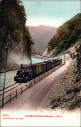 LANDQUART-DAVOS-STRASSE - KLUS, mit Dampflokomotive