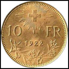 1922: 10 Franken GoldvreneliAutomatically generated translation:1922: ...