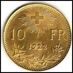 1922: 10 Franken GoldvreneliAutomatically generated translation:1922: ...