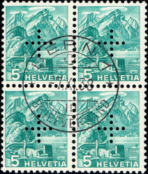 5Rp,blaugrün, geiffeltes Papier, BERN