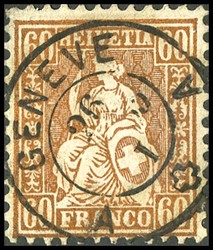 5655146: Schweiz Sitzende Helvetia gezähnt